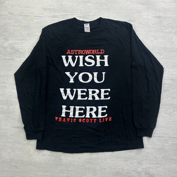Travis‎ Scott Shirt Adult Medium Black Long Sleeve Astroworld Concert Tour - Picture 1 of 7